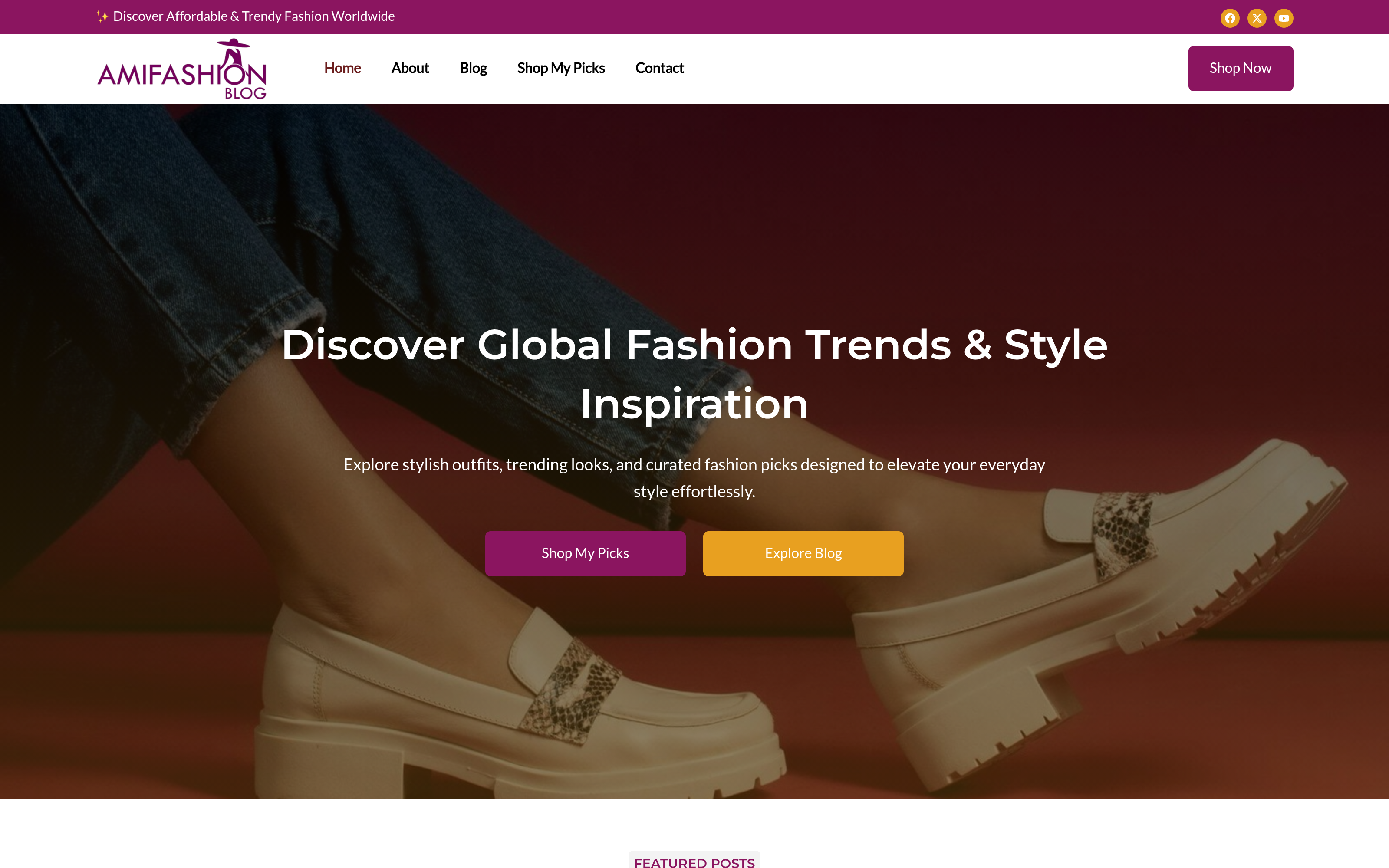 Live screenshot of AMI Fashion Blog