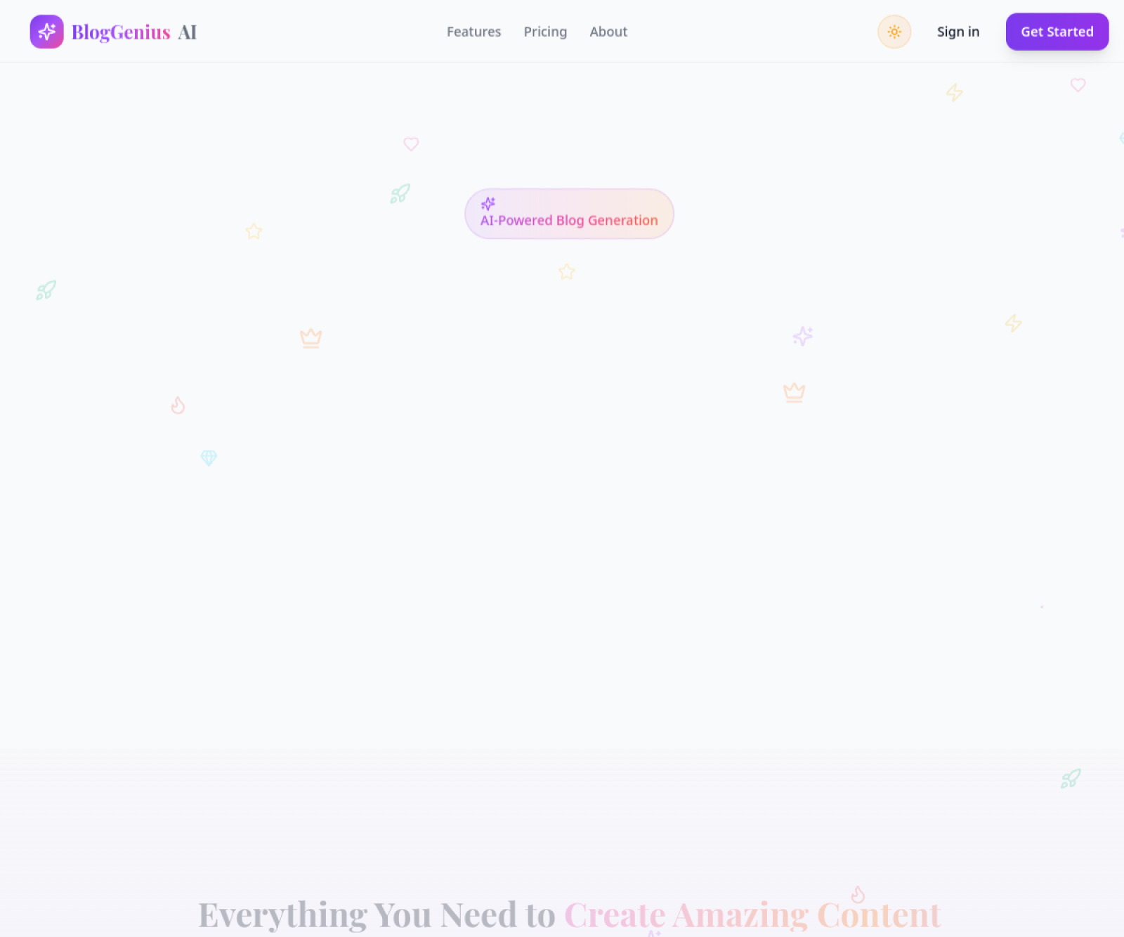 Live screenshot of Blog Genius AI