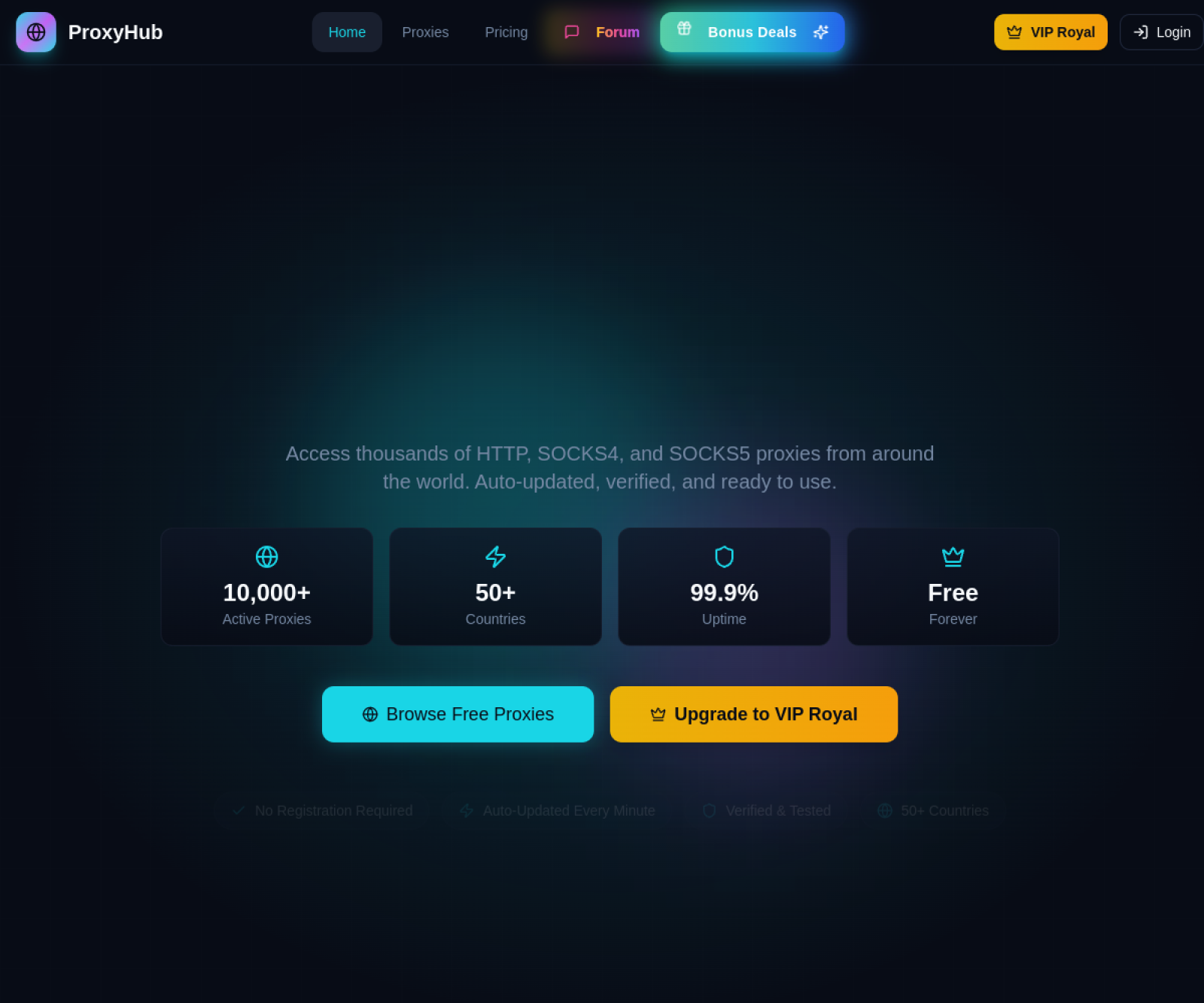 Live screenshot of Proxies Hub